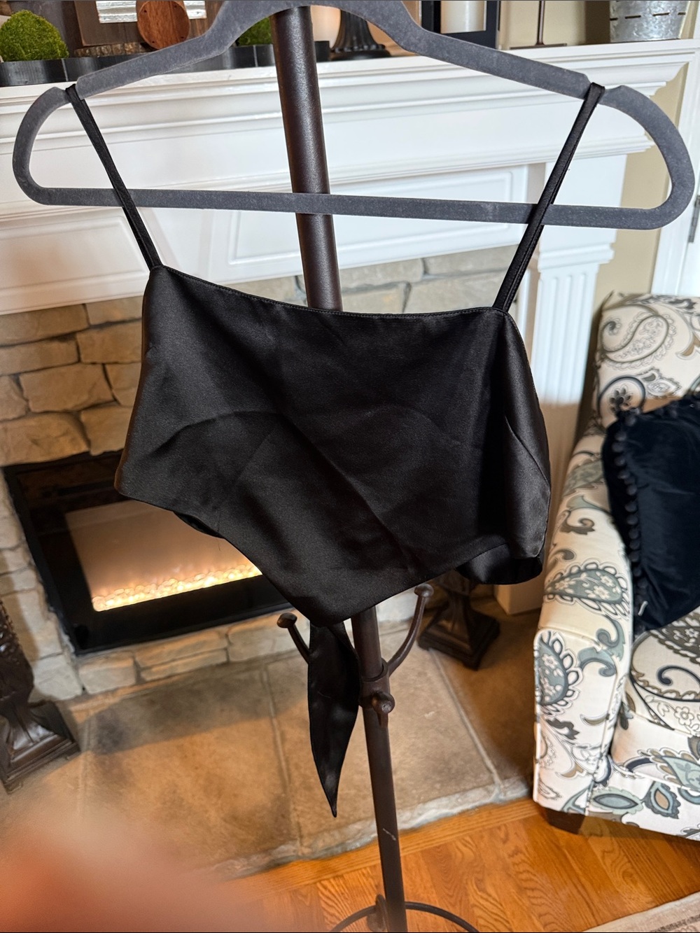 Forever 21 Black Satin Bandeau Cami with Thin Straps